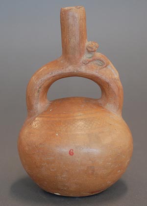 Stirrup pot with monkey effigy