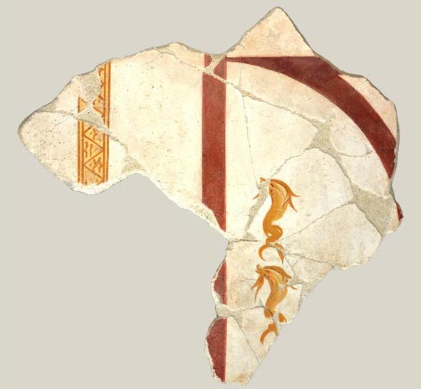 Fragment of ceiling painting with dolphins