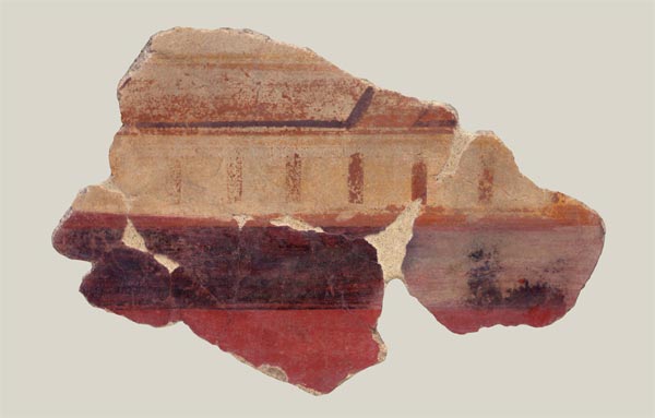 Cornice with dentil range and portion of lacunar ceiling