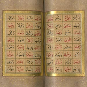 Checkerboard of the "Beautiful Names" of God