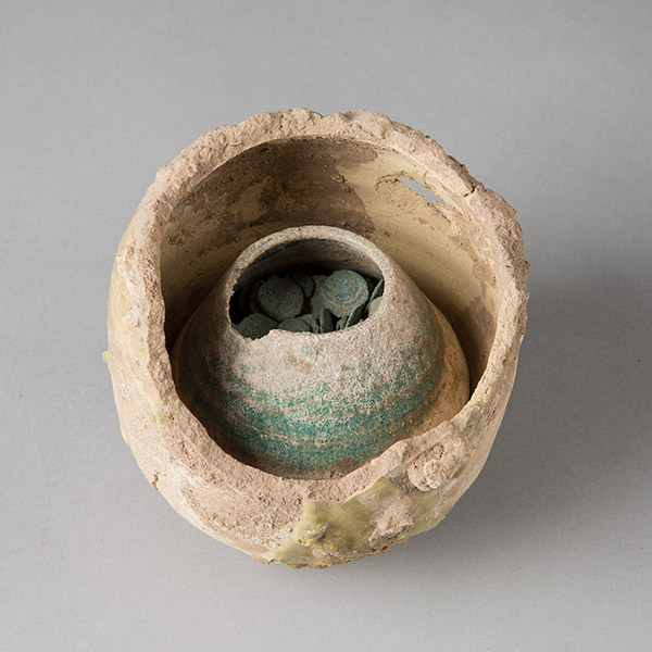 Nested jars with coin hoard